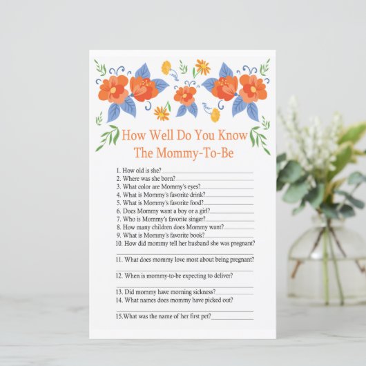 赤い花赤ちゃんシャワーゲームをどれだけ知っているか (スタンド正面)