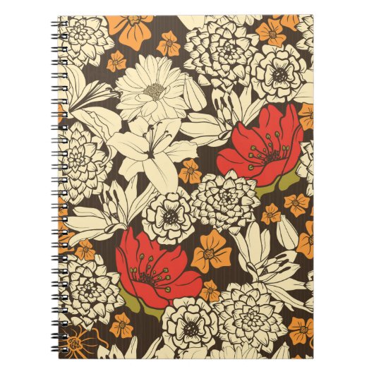 赤い花輝き:シームレスな輝き ノートブック (正面)