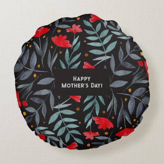 赤い花魔法のガーデンマザーの日 ラウンドクッション (裏面)