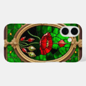 赤い花鮮やかなステンドグラス Case-Mate iPhoneケース (裏面 (横))