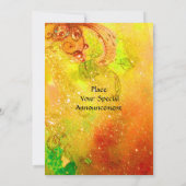 赤い花黄色の緑の上で夢を見る妖精 招待状 (裏面)