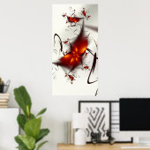 赤い花黒い渦巻き ポスター (ホームオフィス)