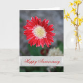 赤い花1本の結婚記念日メッセージ カード (黄色い花)