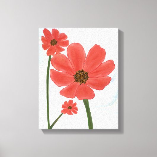 赤い花3色 キャンバスプリント (正面)