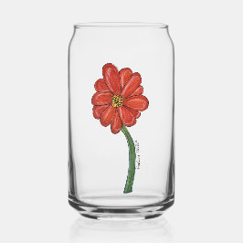 赤い花 ガラス缶