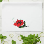 赤い花 キッチンタオル (折り畳み)