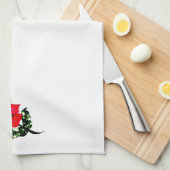 赤い花 キッチンタオル (四つ折り)