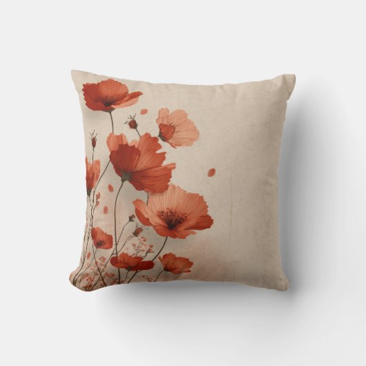 赤い花。 クッション (正面)