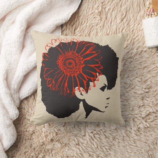 赤い花 クッション (ブランケット)