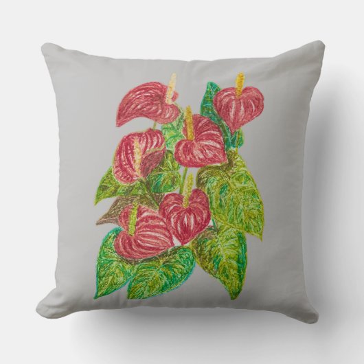 赤い花 クッション (正面)