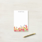 赤い花/ケシと蝶はそれを投稿するメモ ポストイット (デスク上)