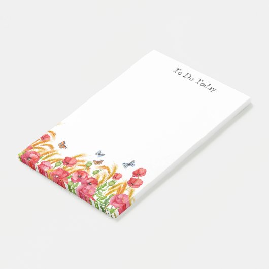 赤い花/ケシと蝶はそれを投稿するメモ ポストイット (アングル)