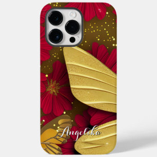 赤い花 ゴールドの輝き 名前入り Case-Mate iPhone 14 PRO MAXケース