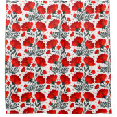 赤い花 シャワーカーテン (正面)