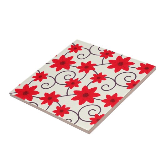 赤い花 タイル (側面)