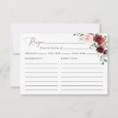 赤い花、ピンクの花、ブライダルシャワーレシピ (正面)