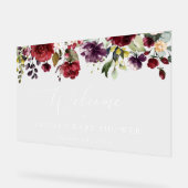 赤い花，ピンクの花，赤ちゃんシャワー歓迎 アクリルサイン (傾斜)