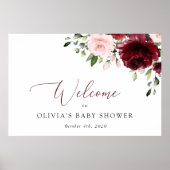 赤い花，ピンクの花，赤ちゃんシャワー歓迎 ポスター (正面)