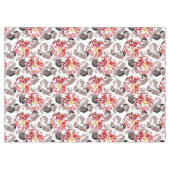 赤い花，フローラ，レトロ赤と白, テーブルクロス (正面(横))