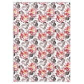 赤い花，フローラ，レトロ赤と白, テーブルクロス (正面)