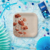 赤い花。 ペーパープレート (パーティー)