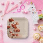 赤い花。 ペーパープレート (パーティー)