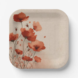 赤い花。 ペーパープレート