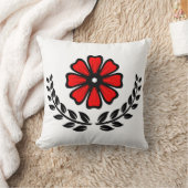 赤い花 – ポリエステル装飾用クッション16インチx 16インチ クッション (ブランケット)