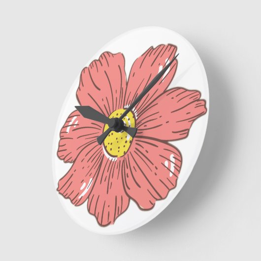 赤い花 ラウンド壁時計 (傾斜)