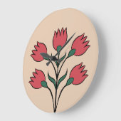 赤い花 ラージ壁時計 (傾斜)