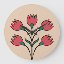 赤い花 ラージ壁時計