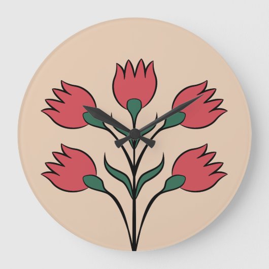赤い花 ラージ壁時計 (正面)