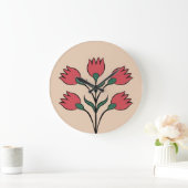 赤い花 ラージ壁時計 (ホーム)