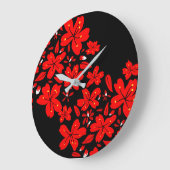 赤い花 ラージ壁時計 (傾斜)