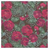 赤い花、水彩花の模様。 ファブリック (クローズアップ)