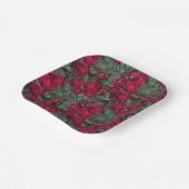 赤い花、水彩花の模様。 ペーパープレート (傾斜あり)
