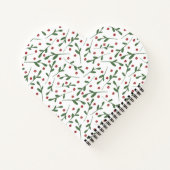 赤い花、緑の葉花の模様 ノートブック (裏面)