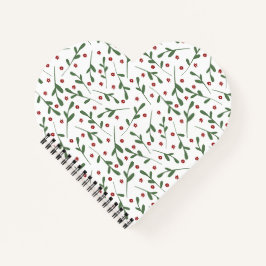 赤い花、緑の葉花の模様 ノートブック