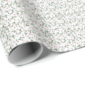 赤い花、緑の葉花の模様 ラッピングペーパー (ロールコーナー)