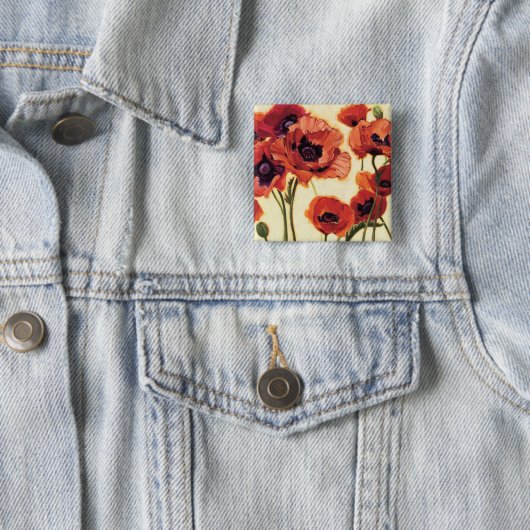 赤い花 缶バッジ (インサイチュ)