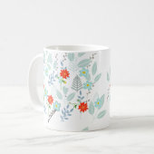 赤い花 + 葉 コーヒーマグカップ (正面左)