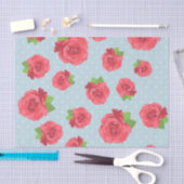 赤い花、赤いバラ、緑の葉花、フローラ 薄葉紙 (クラフト)