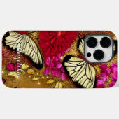 赤い花 金の輝き 蝶 カスタムネーム Case-Mate iPhoneケース (裏面 (横))