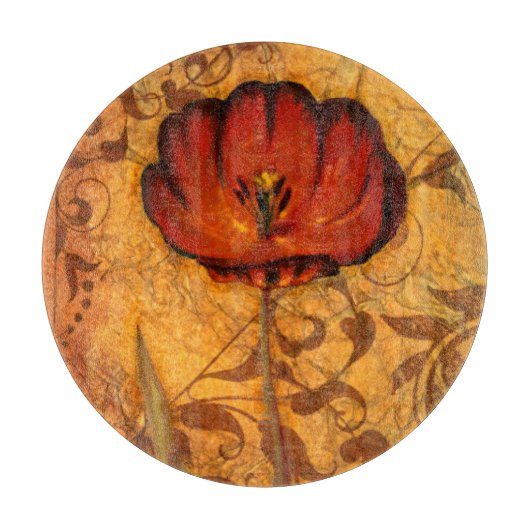 赤い花I カッティングボード (正面)