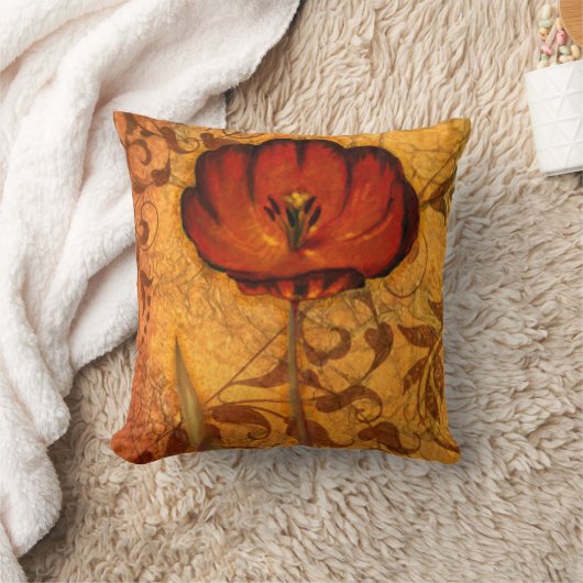 赤い花I クッション (ブランケット)