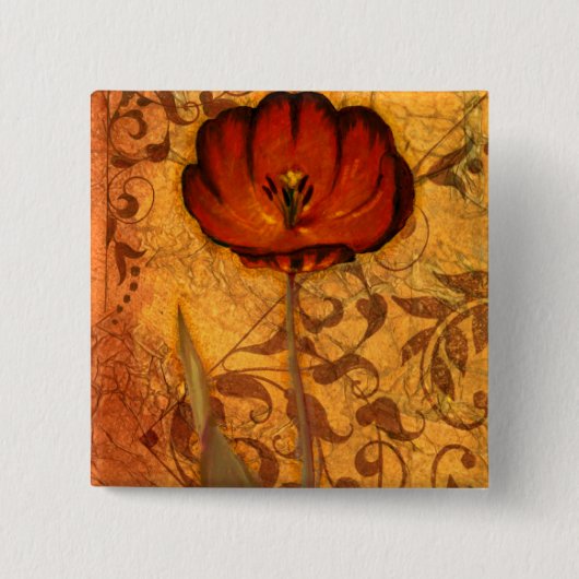 赤い花I 缶バッジ (正面)