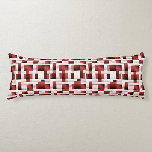 赤い芸術的な市松模様のモチーフ | 幾何学模様 ボディピロー (正面)