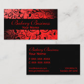 赤い芸術的ダマスクのベーカリーのカードを消す 名刺 (正面/裏面)