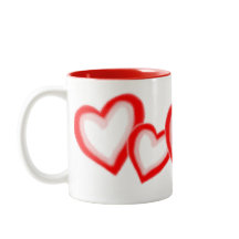 赤い芸術的ピンク色のハートのパターン（白）