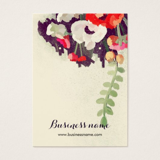 赤い芸術的フローラ背景イヤリングカード (正面)